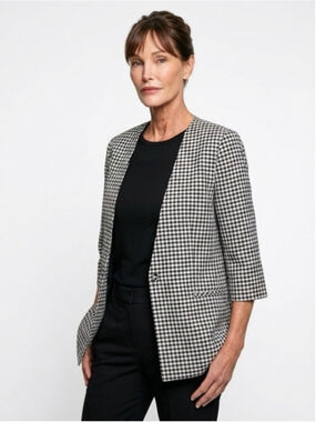 Vintage Patcharin Chiang Mai 100% Thai Silk Gingham Blazer